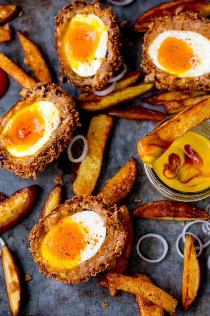 These Chorizo Scotch Eggs are epic! Crispy and smoky on the outside with a perfect runny-egg filling!