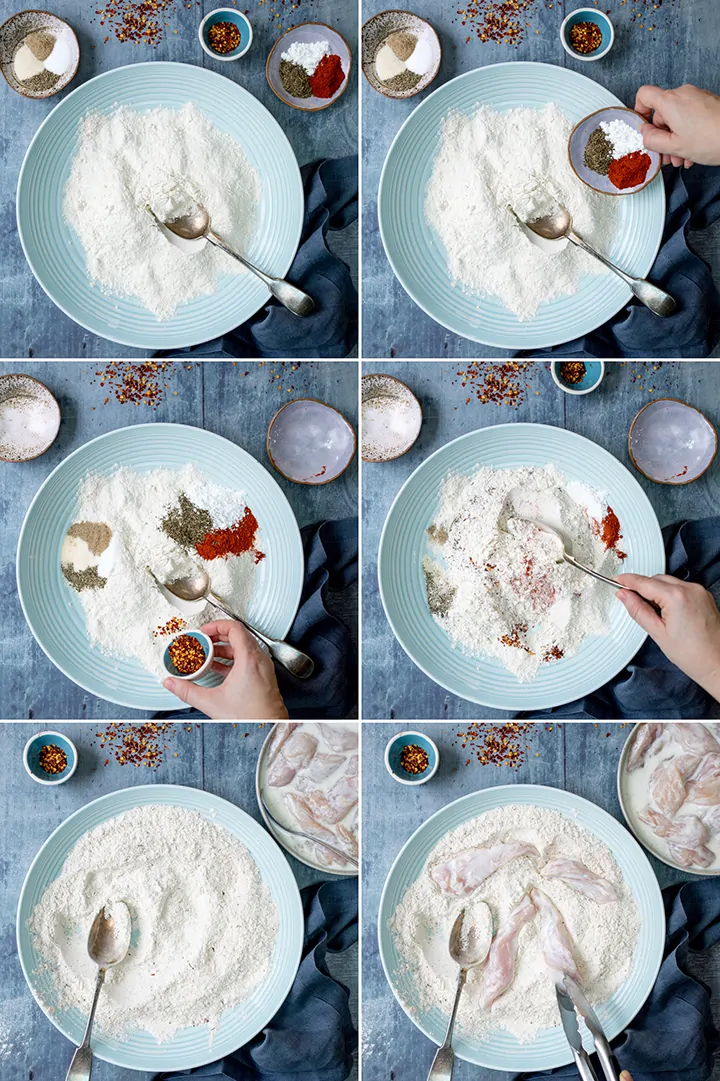 Collage Showing The Process Of Making Buttermilk Chicken