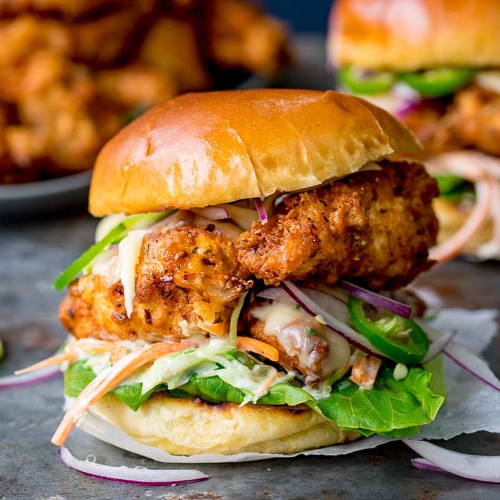 Crispy Chicken Burger with Honey Mustard Coleslaw - Nicky&amp;#39;s Kitchen ...