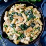This One Pot Rigatoni Alfredo with Chicken and Kale in a creamy, rich garlic and parmesan sauce is serious comfort food!