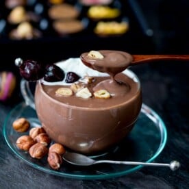 This Luxurious Italian Hot Chocolate with Kirsch and Hazelnuts is thick, creamy and the best chocolate fix ever!