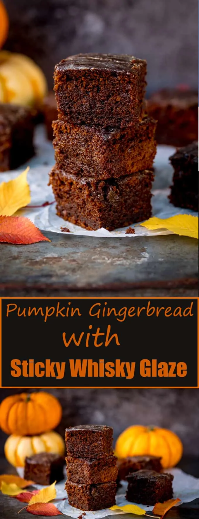 Pumpkin Gingerbread Cake with Sticky Whisky Glaze – this is bonfire night all wrapped up in one bite! Eat cold or serve warm with custard.