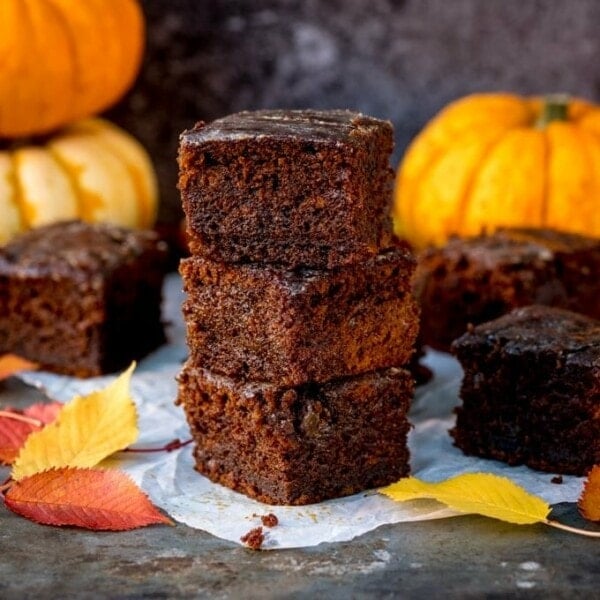 Pumpkin Gingerbread Cake with Sticky Whisky Glaze – this is bonfire night all wrapped up in one bite! Eat cold or serve warm with custard.