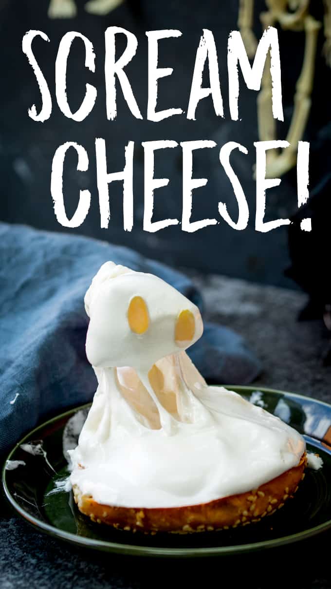 Halloween 'Scream Cheese' - a fun take on the party food from Hotel Transylvania.  It doesn't actually contain cheese, but the kids will get it straightaway!
