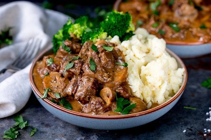 Slow Cooked Steak Diane Casserole