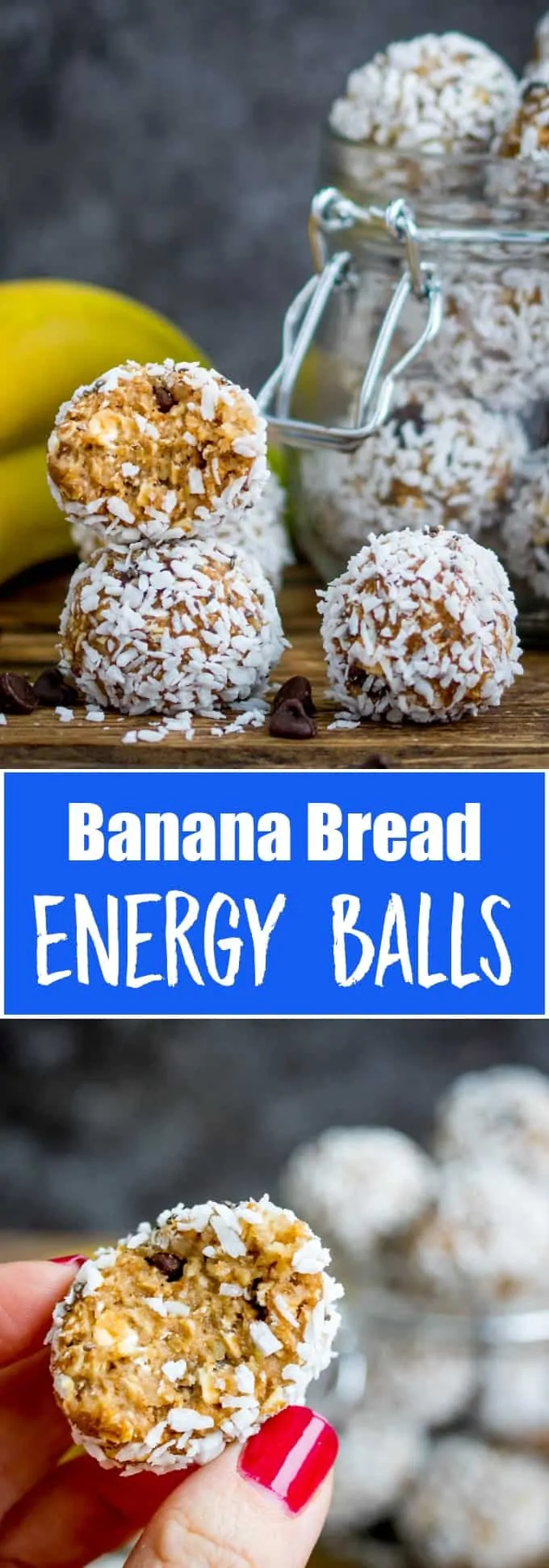 These no-bake Banana Bread Energy Balls are packed with delicious goodies. Perfect for breakfast on the run! Gluten free too!