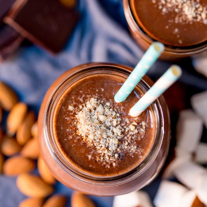 This Almond Coconut Warm Smoothie makes a lovely breakfast on a cold day! Lots of nutritious goodies in there to make you feel great! Gluten free too!