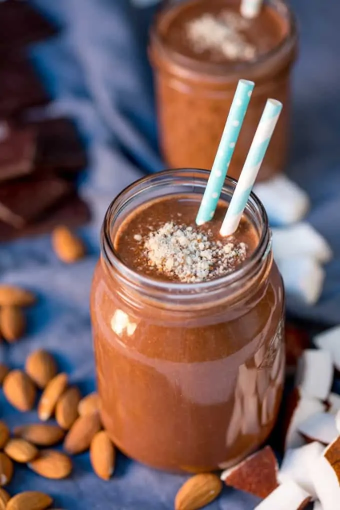 This Almond Coconut Warm Smoothie makes a lovely breakfast on a cold day! Lots of nutritious goodies in there to make you feel great! Gluten free too!