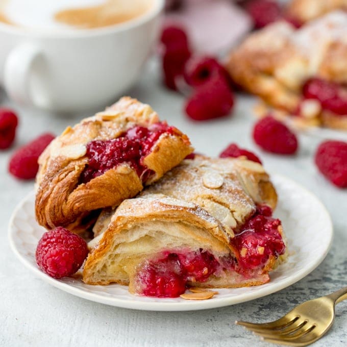 Quick Raspberry and Almond Croissants. 