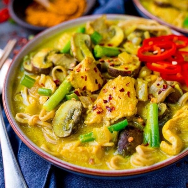 This Chicken Noodle Soup with Turmeric is satisfying comfort food - filling enough for dinner!