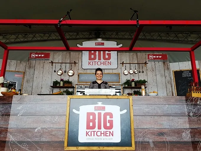 Nicky on stage at the Big Kitchen at the Big Feastival