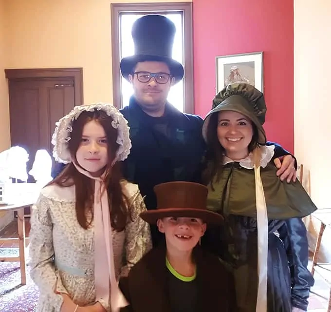 Dressing up in Victorian clothes at Ironbridge gorge (Darby Houses)