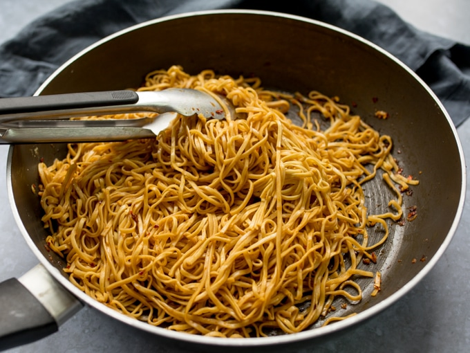 Pan of asian-style noodles