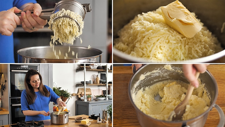 Collage of making mashed potatoes