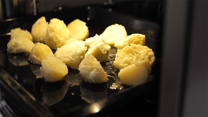 Potatoes in the oven in duck fat for roasting