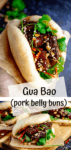 Two images of Gua Bao pork belly buns