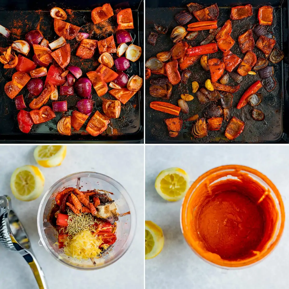 4 image collage showing how to make peri peri sauce
