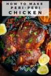 Roasted Peri Peri chicken on a dark tray