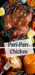 Collage image of roasted peri peri chicken