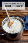 Boiled rice in a pan with text overlay