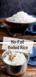 Two image collage of boiled rice