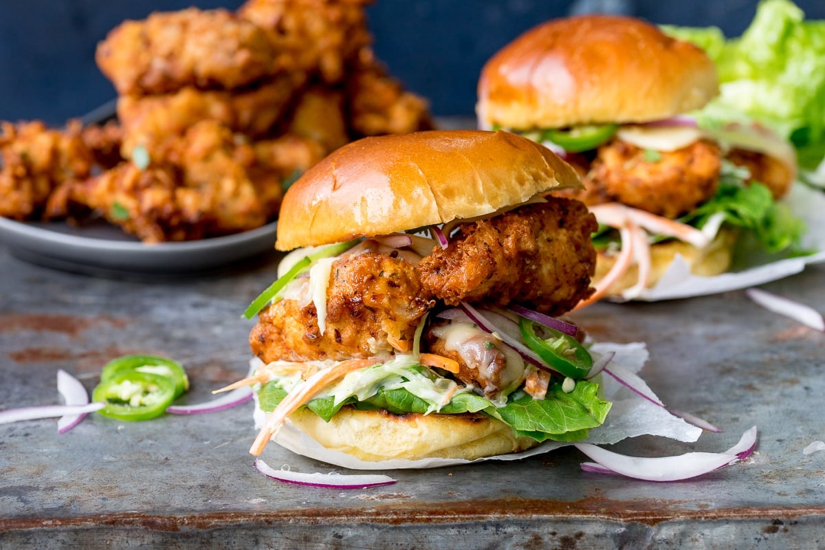 Crispy Rooster Burger with Honey Mustard Coleslaw - in2.wales