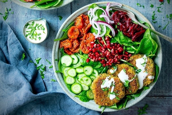 Falafel Salad Bowls (Meal Prep) - Sweet Peas and Saffron