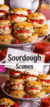 Two image collage of a plate of filled scones