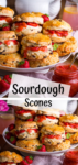 Two image collage of a plate of filled scones