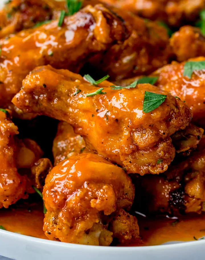 Close up of Buffalo chicken wings