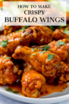 Buffalo chicken wings with text overlay