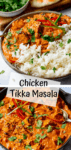 Two image collage of chicken tikka masala