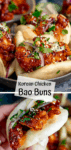 2 image collage of Mini Korean chicken bao buns with text overlay