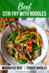 Beef stir fry with noodles in a bowl