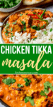 two image collage of chicken tikka masala in a bowl