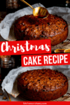 Two image collage of christmas fruit cake