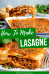 Two image collage of lasagne