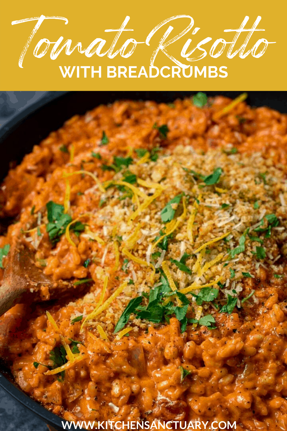 Creamy Tomato Risotto with Crispy Garlic Crumbs