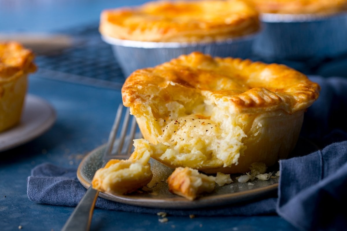 Individual Chip Shop Style Cheese & Onion Pie - Nicky's Kitchen Sanctuary