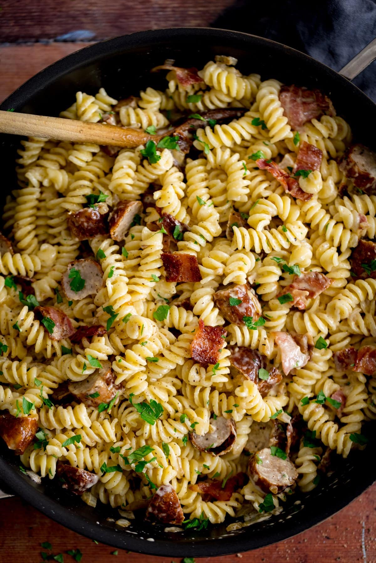 Creamy Sausage Pasta with Bacon - 19
