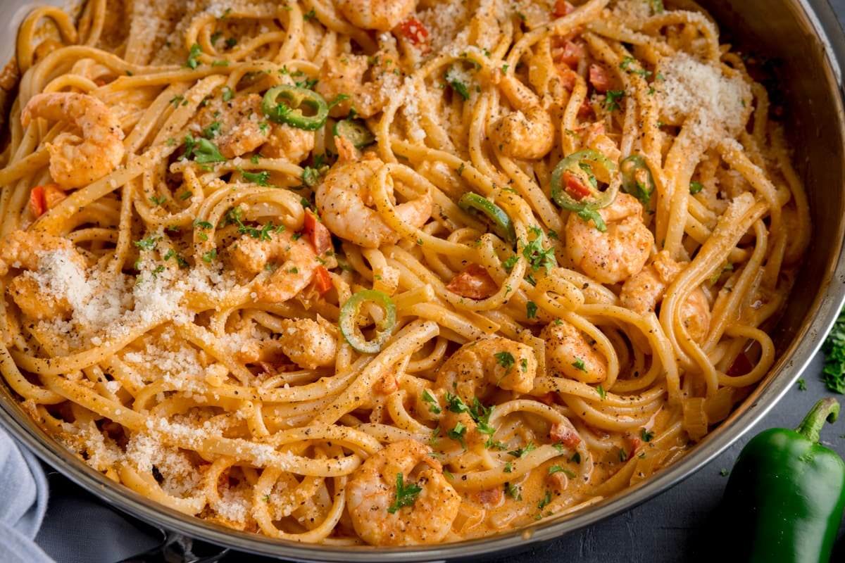 image of Cajun Prawn Pasta recipe by Kitchen Sanctuary