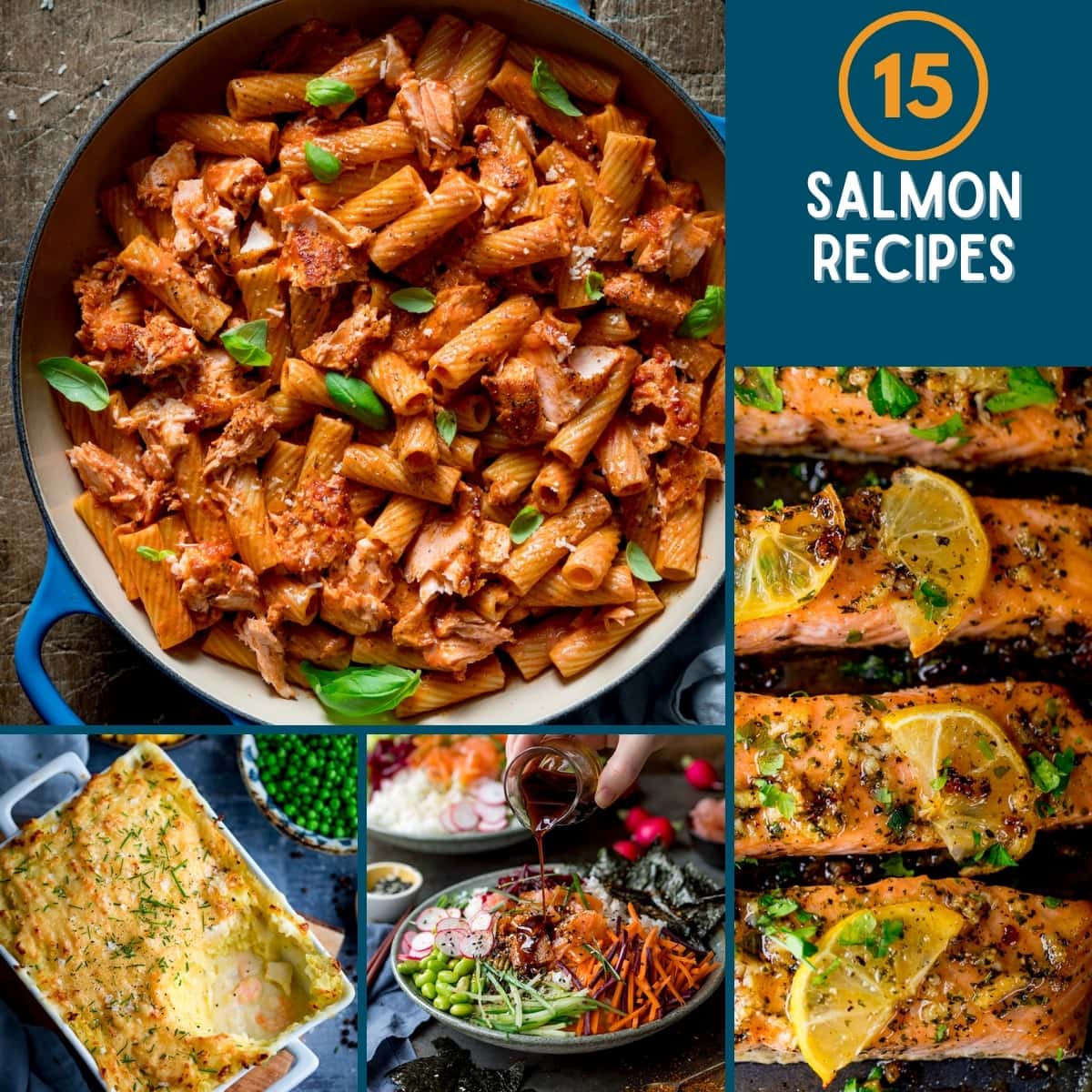 Collage of Salmon recipe images