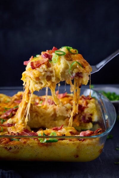 Make-Ahead Mashed Potato Casserole with Bacon - Nicky's Kitchen Sanctuary