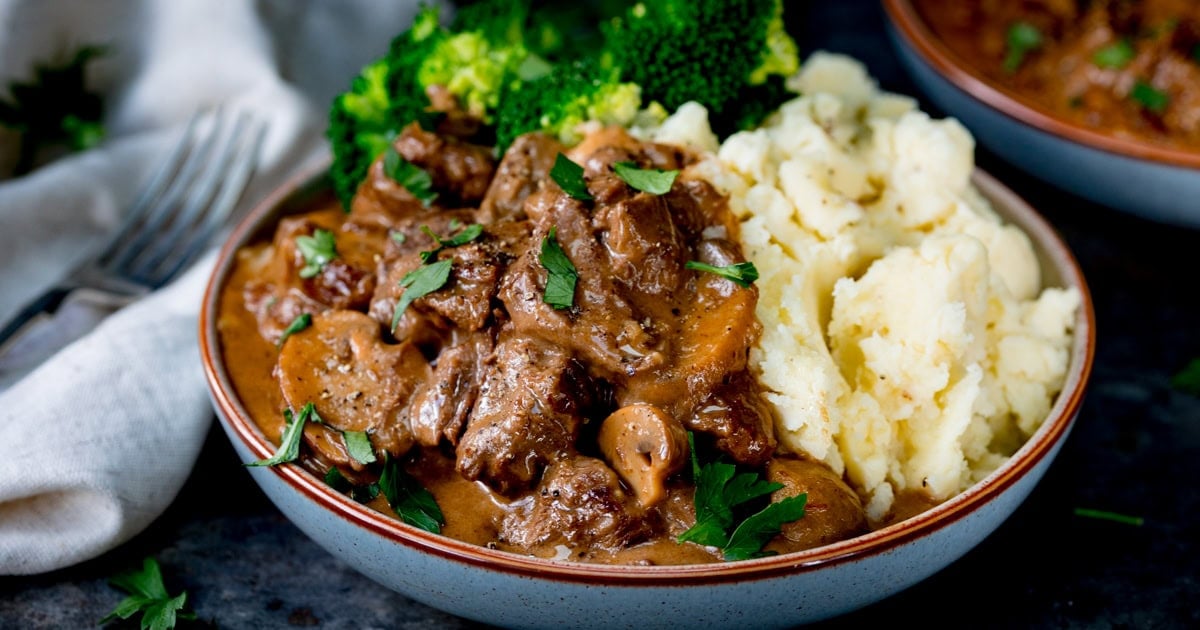 Steak Diane Casserole {Ultra Tasty Sauce!} - Kitchen Sanctuary