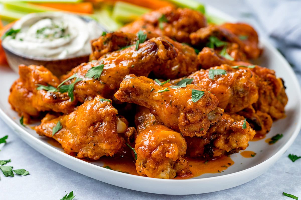 Crispy Baked Buffalo Wings + Bonus Blue Cheese Dip