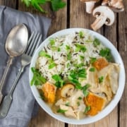 Chicken a la King - leftover chicken cooked with mushroom and onion in a creamy sauce